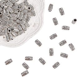 Antik Silber Farbe Tibetischer stil legierung perlen, Tube, Antik Silber Farbe, 7x12 mm, Bohrung: 3.5 mm, 100 Stück / Set