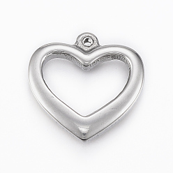 Stainless Steel Color Tarnish Resistant 304 Stainless Steel Open Heart Pendants, Hollow, Stainless Steel Color, 21x21x4mm, Hole: 1.5mm