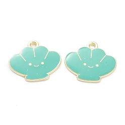 Medium Turquoise Alloy Enamel Pendants, for DIY Accessories, Shell Shape, Light Gold, Lead Free & Cadmium Free, Medium Turquoise, 18x20x2mm, Hole: 1.8mm