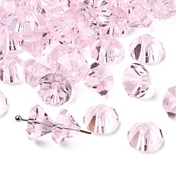 Pink К 9 стекло, имитация Австрийские кристаллические шарики, класс AAA, граненые, алмаз, розовые, 9.5~10x7~8 мм, отверстие : 0.9~1 мм
