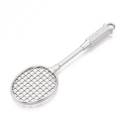 Платина Стойки обшивки сплава большие кулоны, без свинца, без никеля и без кадмия, ракетки для бадминтона, платина, 80.5x25.5x5 мм, отверстие : 3 мм