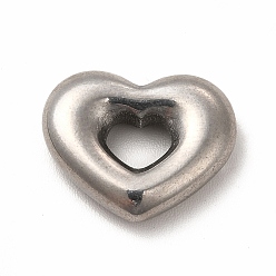 Color de Acero Inoxidable 304 colgantes de acero inoxidable, encantos del corazón, color acero inoxidable, 15.5x13x4 mm, agujero: 5x4 mm