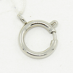 Stainless Steel Color Tarnish Resistant 304 Stainless Steel Spring Ring Clasps, Manual Polishing, Necklace Design Materials, Stainless Steel Color, 12mm, Hole: 3mm