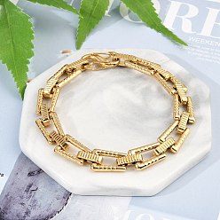 Золотой 304 браслеты из нержавеющей стали с трапециевидными звеньями для женщин и мужчин, ионное покрытие (ip), золотые, 8-5/8 дюйм (22 см)