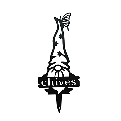 Черный Этикетка для зеленого лука, Металлический садовый кол гнома/гнома на тему Хэллоуина, грунтовая вставка декор, чёрные, 300x120 мм