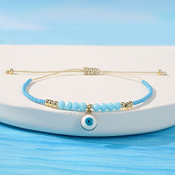 Светло-Голубой Стеклянный глаз браслет летний пляжный отдых бисерные украшения простой стильный аксессуар