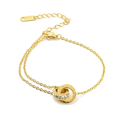 Золотой Переплетенные кольца со стразами и кристаллами, браслеты, ионное покрытие (IP) 304 браслет из нержавеющей стали с римскими цифрами, золотые, 6-3/4 дюйм (17.1 см)