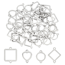 Stainless Steel Color 14Pcs 304 Stainless Steel Links Connectors, Stainless Steel Color, 18.5x13x1.5mm, Hole: 1mm