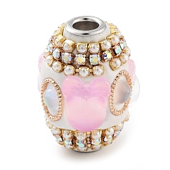 Белый Дым Индонезийские бусины ручной работы, с железом, смола и АБС-пластик, овал с формой кошки, серый, 28x21 мм, отверстие : 4.8 мм