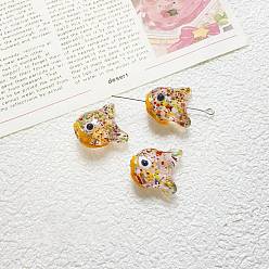 Персиковый Слойка Бусины лэмпворк , рыба, розовые, 16x20 мм