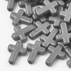 Серый Непрозрачные акриловые бусины, крестик, серые, 16x12x4.5 мм, около 1230 шт / 500 г
