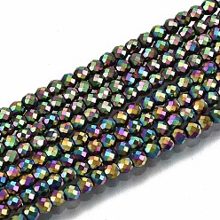 (966) Внутренний цвет Кристалл / Лиловато-лиловый на подкладке Радужная гальваника немагнитный синтетический гематит бусины нити, круглые, граненые, с покрытием разноцветным, 2.5x2 мм, отверстие : 0.8 мм, около 186~197 шт / нитка, 14.96 дюйм ~ 15.75 дюйм (38 см ~ 40 см)