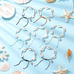 (52) Непрозрачная лаванда 7шт 7 цвета сплава черепаха браслеты с подвесками, Браслеты из искусственного жемчуга и натуральных ракушек каури для женщин, разноцветные, 2~3-3/8 дюйм (5.05~8.5 см)