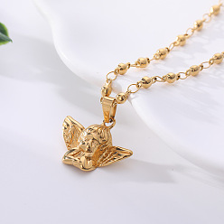 Золотой Ангел-хранитель 304 ожерелья с подвесками из нержавеющей стали, золотые, 16.14 дюйм (41 см)