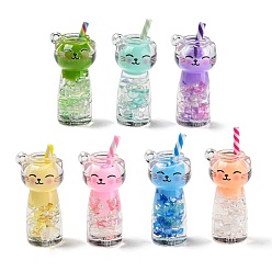 (52) Непрозрачная лаванда Прозрачный и светящийся акрил с подвесками из полимерной глины., кошачья чашка, разноцветные, 34~39x16x15.5 мм, отверстие : 1.6 мм