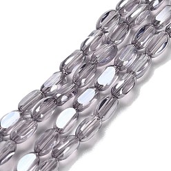 чертополох Стеклянные бусины с гальваническим покрытием , овальные, граненые, чертополох, 6x3.5x2.5 мм, отверстие : 1 мм, около 53~54 шт / нитка, 11.73''~12.01'' (29.8~30.5 см)