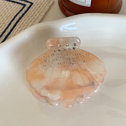 Сэнди Коричневый Заколки для волос в форме ракушки из ацетата целлюлозы (смола), со стразами, аксессуары для волос для женщин девушка, песчаный коричневый, 40x50 мм