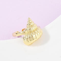 Shell Shape Латунные манжеты с океанской тематикой, реальный 18 k позолоченный, без кадмия, без никеля и без свинца, раковина, 18.5 мм, внутренний диаметр: регулируемый