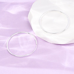 Серебро 925 серьги с обручем из серебра 925 пробы, кольцо, серебряные, 30x1.2 мм, штифты : 0.6 мм