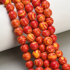 Red Dyed Synthetic Malachite Beads Strands, Smooth Round, Red, 8~8.5mm, Hole: 1mm, about 48~49pcs/strand, 14.29~14.57 inch(36.3~37cm)