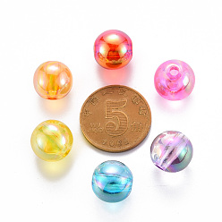 Mixed Color Transparent Acrylic Beads, AB Color Plated, Round, Mixed Color, 12x11mm, Hole: 2.5mm, about 566pcs/500g