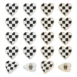 (52) Непрозрачная лаванда Пластиковые эмалевые пуговицы на ножках, 1-луночное, для аксессуаров для одежды, сердце с тартаном, разноцветные, 17x17x8 мм, отверстие : 3 мм, 24 шт / цвет