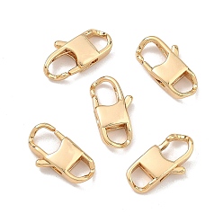 Real 18K Gold Plated SHEGRACE Brass Lobster Claw Clasps, Lead Free & Cadmium Free & Nickel Free, Real 18K Gold Plated, 15x7.5x3mm, Hole: 3x4mm