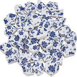 Marineblau Porzellan Mosaik Tlies, für Heimdekoration oder Basteln, unregelmäßiges Fünfeck, marineblau, 23.5~64x18~44x5.5~6 mm