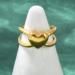 Золотой 304 регулируемые открытые манжеты из нержавеющей стали для женщин, сердце, золотые, 10 мм