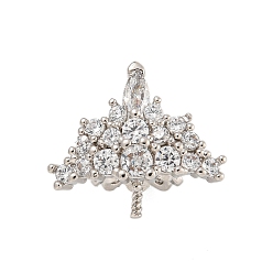 Платина Покрытие стойки латунь микро паве прозрачный кубический цирконий колышек поручни, долговечный, без свинца и без кадмия, платина, 12.5x14x10 мм, отверстие : 4x5 мм, штифты : 0.7 мм