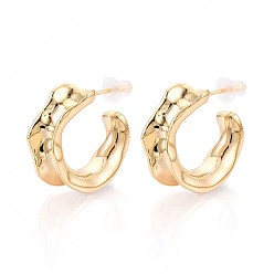 Настоящее золото 18K Волнистые серьги-гвоздики из латуни в форме буквы С, без никеля , реальный 18 k позолоченный, 19~20x19x9 мм