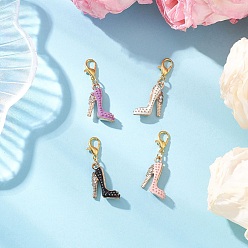 (52) Непрозрачная лаванда Туфли на высоком каблуке, подвески из сплава эмали и стразов, Сплав с застежками когтя омара, разноцветные, 35 мм