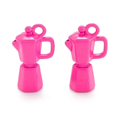Ярко-Розовый Окрашенного распылением медные подвески, чайник, ярко-розовый, 18x10.7x6 мм, отверстие : 2 мм