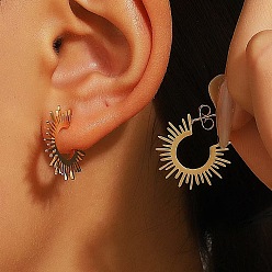 Другие 304 из нержавеющей стали серьги, реальный 18 k позолоченный, с формой, 20x10 мм