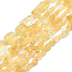 Citrine Raw Rough Heated Natural Citrine Beads Strands, Nuggets, 6~27x4~17x3.5~8mm, Hole: 1mm, about 23~46pcs/strand, 15.35 inch(39cm)