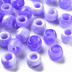 Сланцево-синий Европейский бусы акриловые, имитация драгоценных камней, бусины с большим отверстием, рондель, синевато-серый, 9x6 мм, отверстие : 4 мм, Около 1790~1840 шт / 500 г