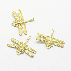 Без Покрытия Латунные подвески, без свинца, без кадмии и без никеля, стрекоза, сырой (без покрытия), 20x24x2 мм, отверстие : 1 мм
