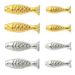 (52) Непрозрачная лаванда 16 шт 4 стили 304 бусины из нержавеющей стали, рыба, разноцветные, 14.5~20.5x4.5~6.5x4~5.5 мм, отверстие : 1 мм, 4 шт / стиль