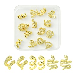 Настоящее золото 18K 15 шт. 3 стили латунные бусины-проставки, долговечный, стойки покрытие, без свинца и без кадмия, змея, реальный 18 k позолоченный, 7.5~15x9~13 мм, внутренний диаметр: 4~9.5 мм, 5 шт / стиль