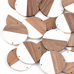 Белый Соединители из смолы и ореха, плоско-круглые, белые, 49x3.5 мм, отверстие : 1.8 мм