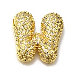 Letter W Латунь с кубическим цирконием подвеской, без кадмия, без никеля и без свинца, Буква W, Буква W, 22.5x23x6.5 мм, отверстие : 4 мм