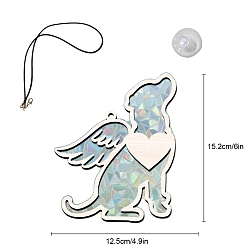 Собака Из дерева с ловцами солнца из ПВХ, с черным ремешком и присоской, 152x125 мм