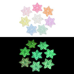 (52) Непрозрачная лаванда Светящиеся прозрачные акриловые бусины, с блеском порошок, светится в темноте, снежинка, разноцветные, 46x6 мм, отверстие : 2 мм