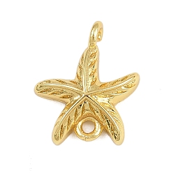Морская звезда Латунные подвески-соединители в виде морских животных, реальный 18 k позолоченный, стойки покрытие, долговечный, без кадмия и без свинца, морская звезда, 16x13.5x4 мм, отверстие : 1.5 мм