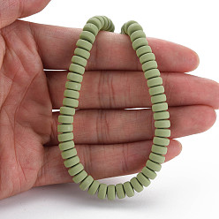 Olive Drab Handmade Polymer Clay Beads Strands, for DIY Jewelry Crafts Supplies, Flat Round, Olive Drab, 6~7x3mm, Hole: 1.5mm, about 113~116pcs/strand, 15.55 inch~16.14 inch(39.5~41cm)