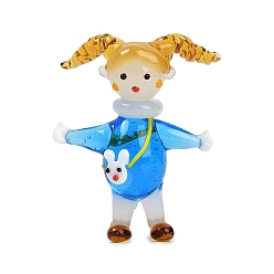 Темно-Голубой Украшение для девочки в стиле лэмпворк ручной работы, для украшения домашнего офиса, глубокое синее небо, 52x22.5x65 мм