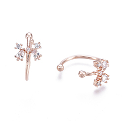 Розовое Золото Латунные серьги-манжеты из прозрачного кубического циркония, бабочка, розовое золото , 13x1 мм, внутренний диаметр: 10.2 мм