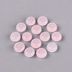 Neblige Rose Backfarbe, Imitation von Jade, Glasperlen, Rondell, neblige Rose, 7.5~8.5x4~5 mm, Bohrung: 1.5~1.8 mm, ca. 2500 Stk. / 1000 g