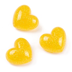 Золотистый Прозрачная эпоксидная смола декодирует кабошоны, блестящее сердце, золотые, 16x18x10 мм