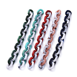 Mixed Color Handmade Acrylic Cable Chains, Imitation Gemstone Style, Mixed Color, Links: 24x18x5mm, 39.37 inch(1m)/strand